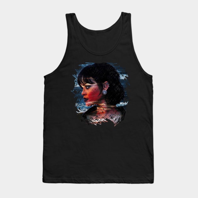 Rihanna scratch portrait design Tank Top by Madkeenoff